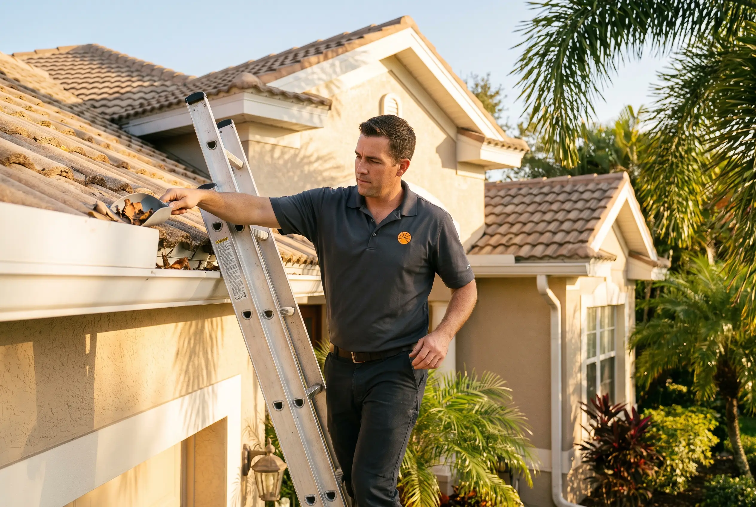 Gutter cleaning on a Florida home