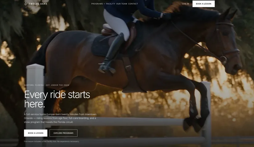Twelve Oaks Equestrian website — riding lessons, boarding and lesson booking