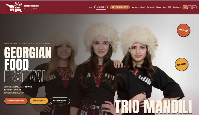 Georgian Food and Culture Fest website with online ticketing