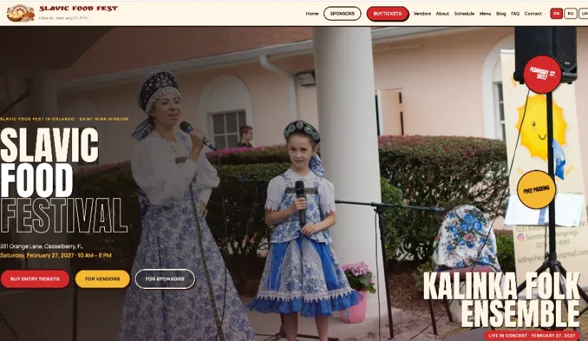 Slavic Food Festival Orlando website with online food ordering